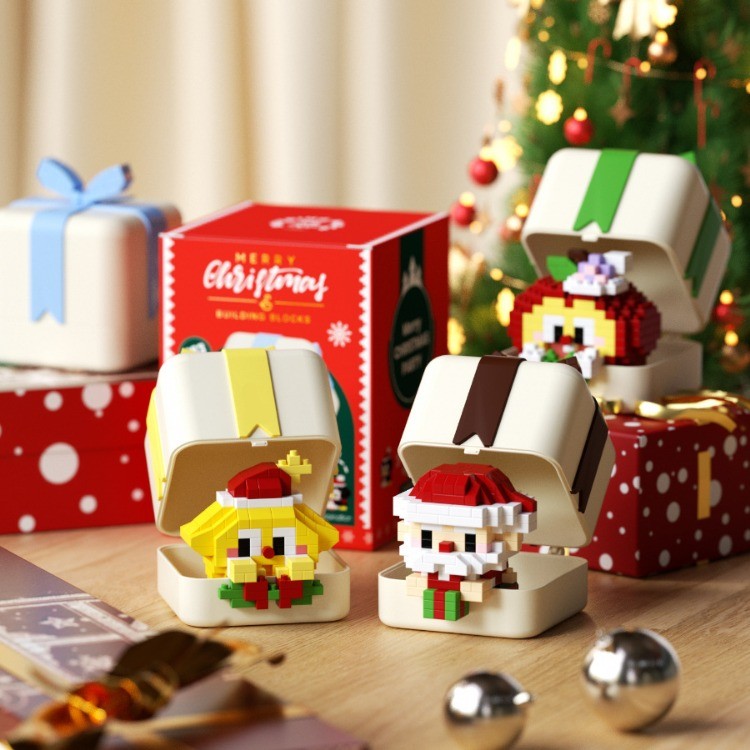 Christmas gift box, Santa Claus penguin building blocks compatible with ...