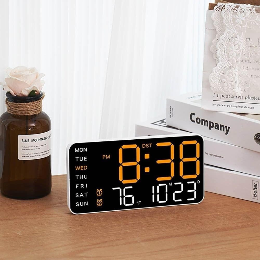 LED Digital Wall Clock Large Display Temperature and Humidity Night ...