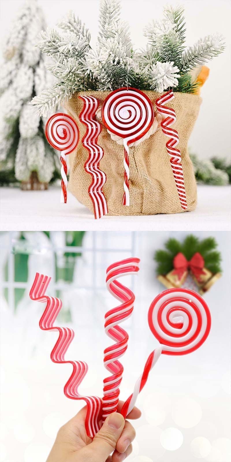20PCS Mini Size Candy Cane - Red White Candy Ornaments - New Year Party ...