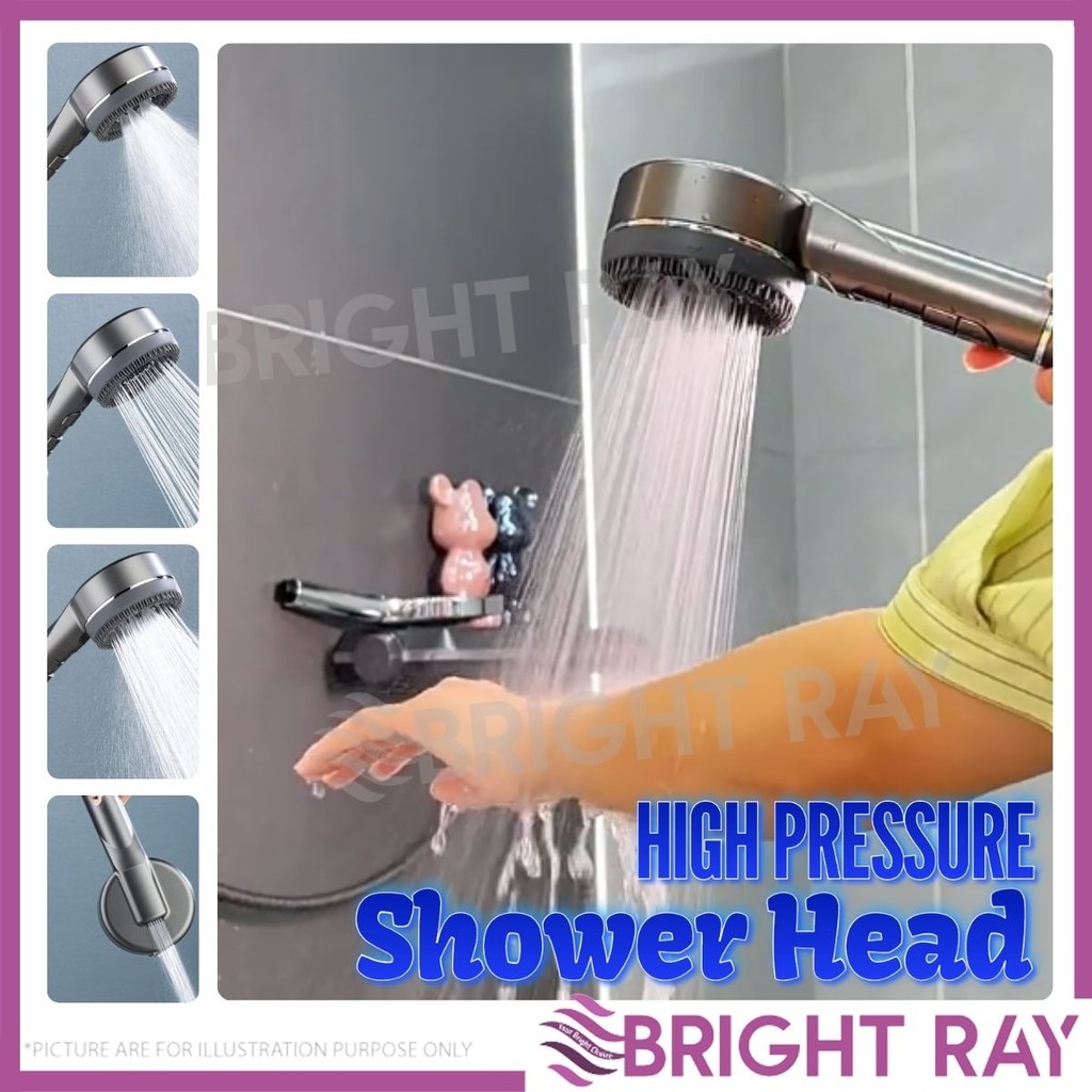4 in 1 Pressurized Massage Shower Head With Silicone Brush 4 Mode Water ...