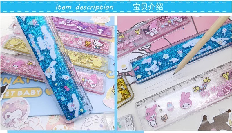 Cartoon Pikachu Sanrio Kuromi Lotso Quicksand Ruler Student Straight ...