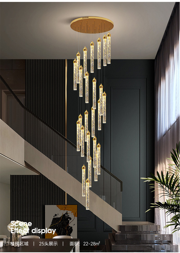 Duplex Building Stair Light, Living Room Hall Chandelier Pendant Light ...