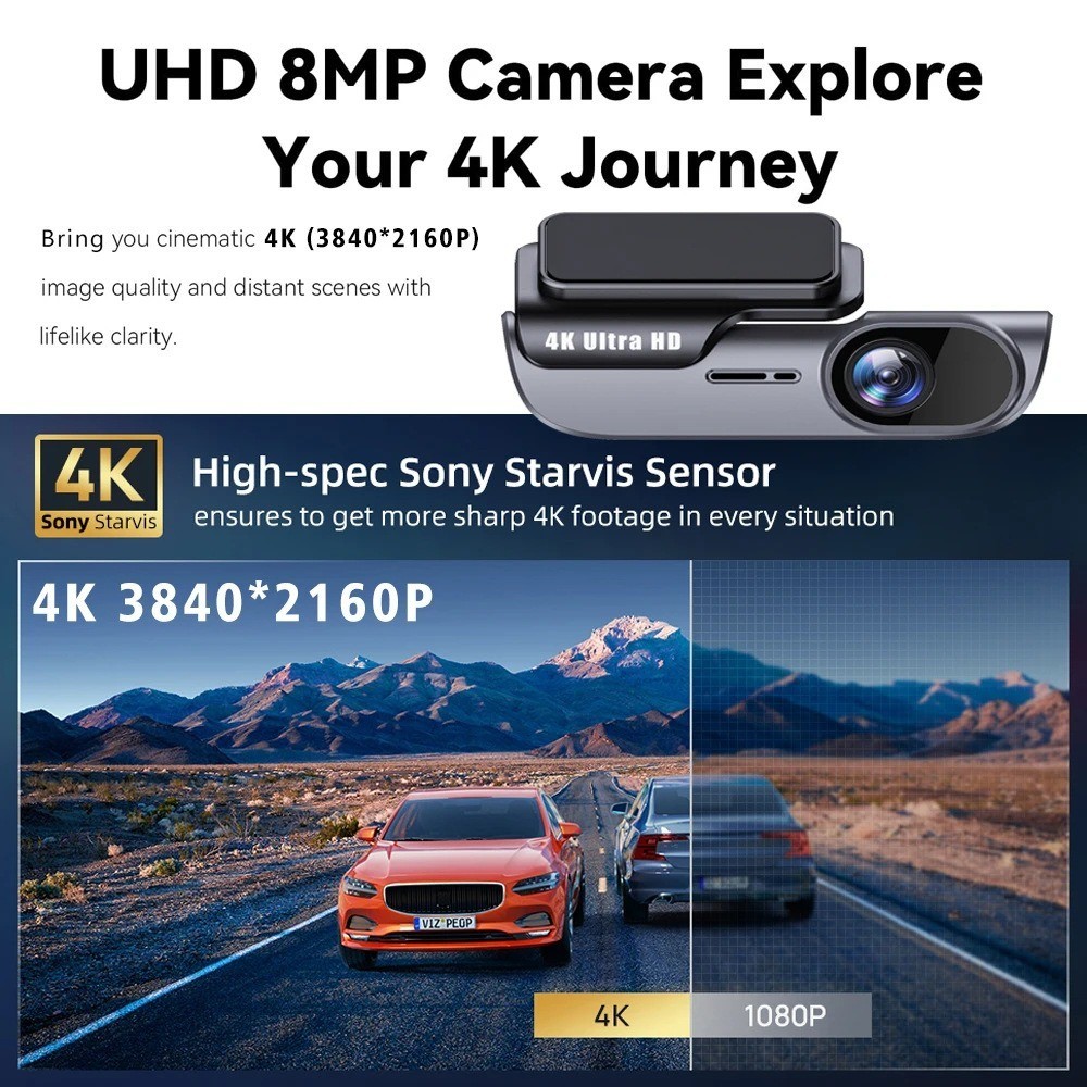 4K 3840*2160P Dash Cam WIFI Car DVR Camera Video Drive Recorder Dashcam ...