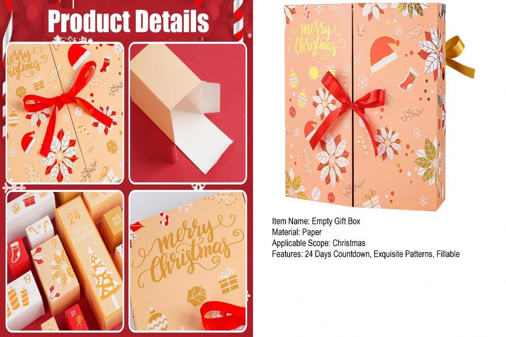 SUNFA Fillable Advent Calendar Diy Christmas Countdown Box 24 Days ...