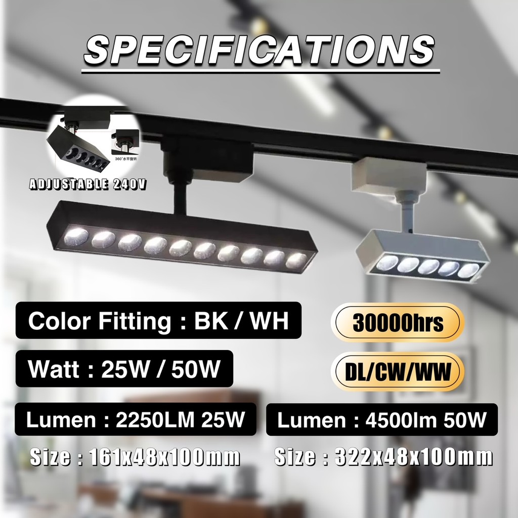 LED TRACK LINEAR LIGHT 240V 25W/50W BK WH COB LED LINEAR TRACK LAMP ...