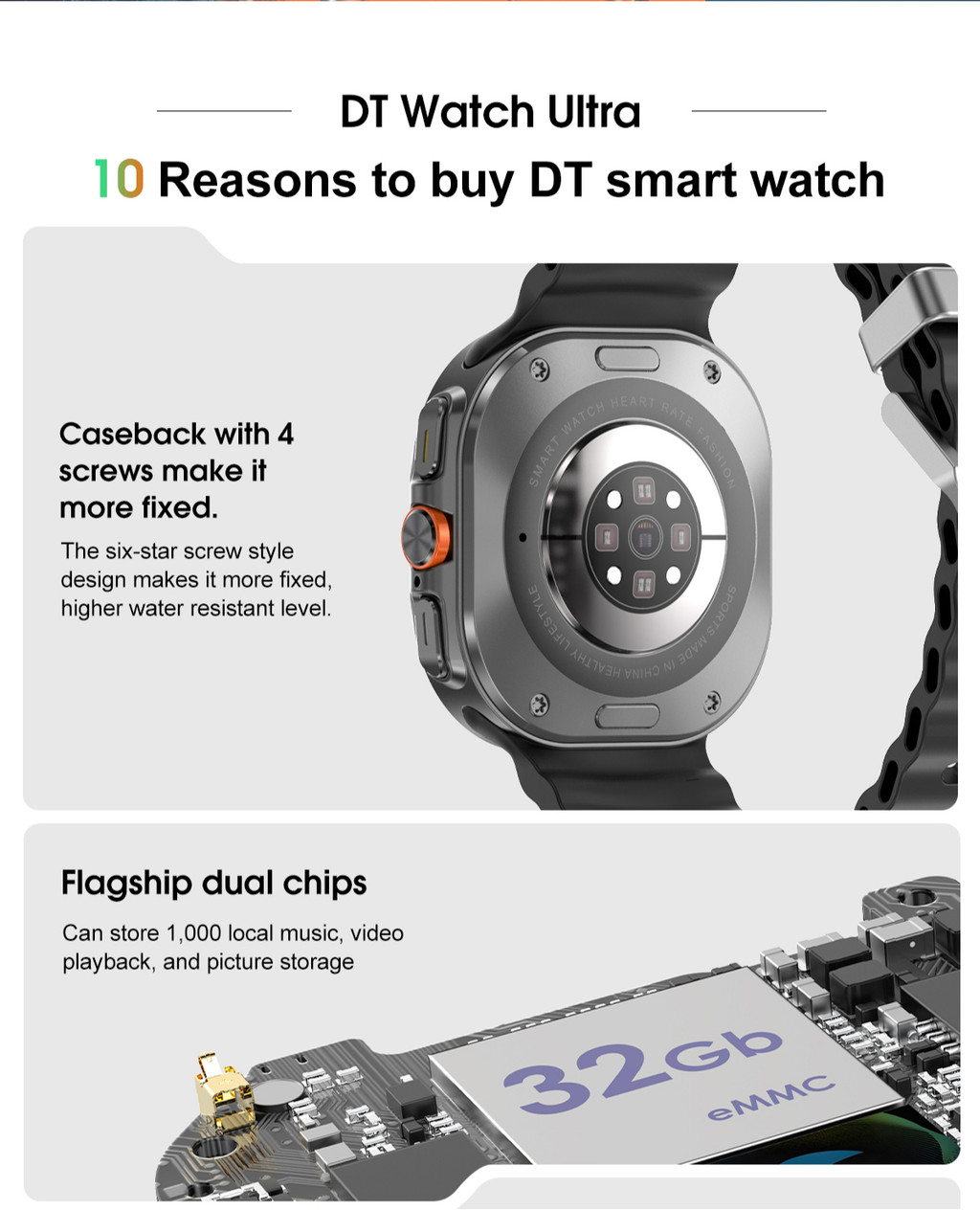 DT Watch Ultra 47mm 4GB Memory Local Music Bluetooth Call Compass 3D ...