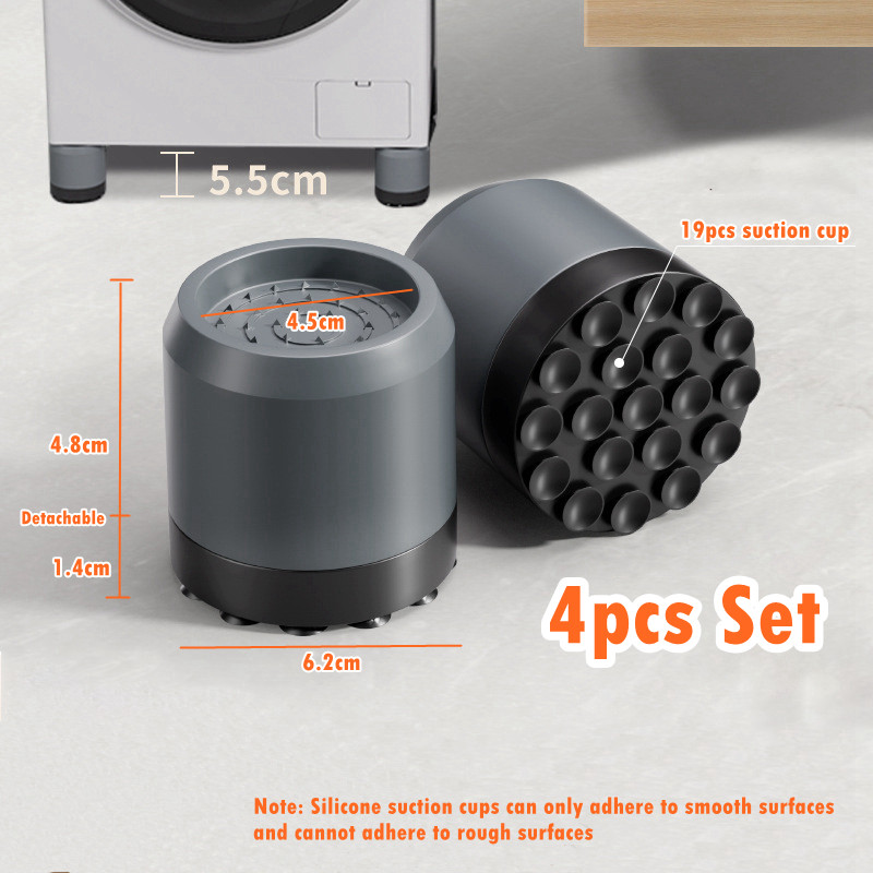 4pcs Washing Machine Riser With Suction Cup Non-Slip Rubber Furniture ...