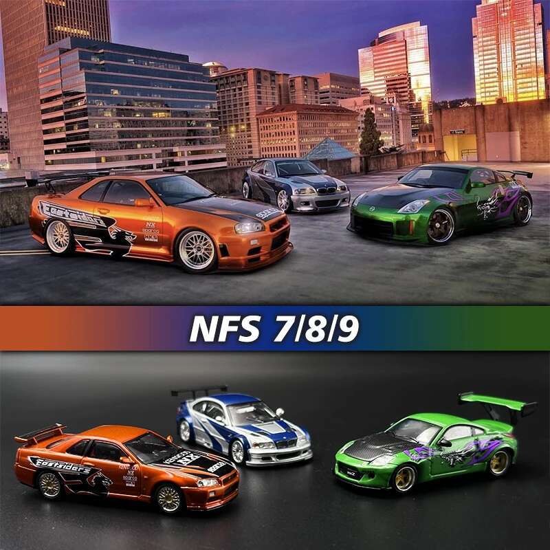 NFS 7 8 9 1:64 E46 M3 GTR Skye R34 350Z Diecast ama Car Model ...