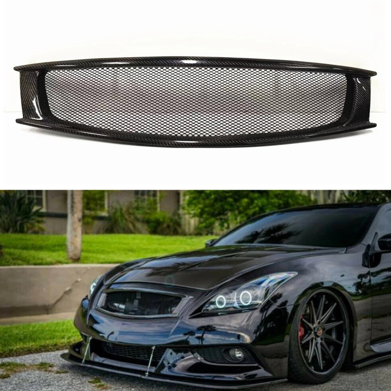 Gloss Black Mesh Front Bumper Grille For Infiniti G37 Coupe 2008-2013 & Q60 Coupe 2014-2015