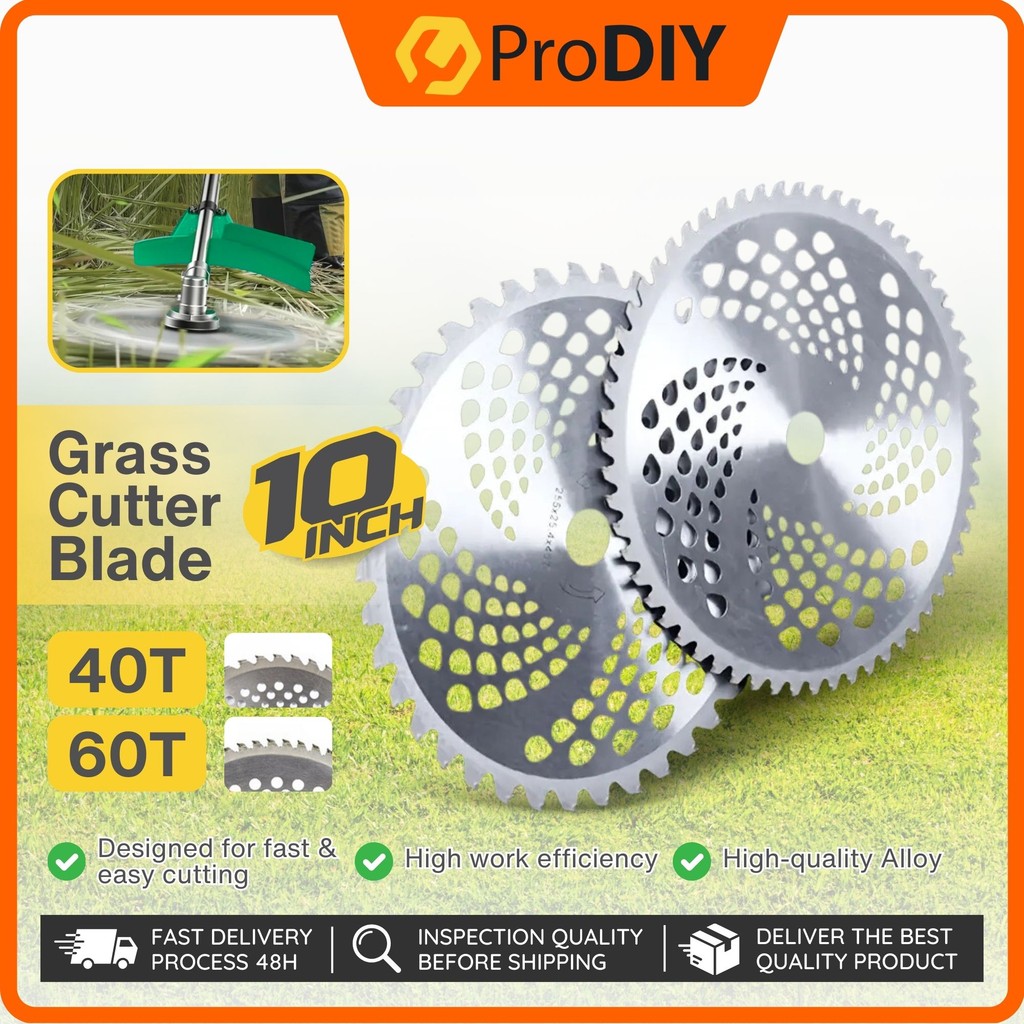 10 Inch Lawn Mower Brush Blade – 40T 60T 80T – Carbide Trimmer Weed Eater Blade – 25.4mm Bore