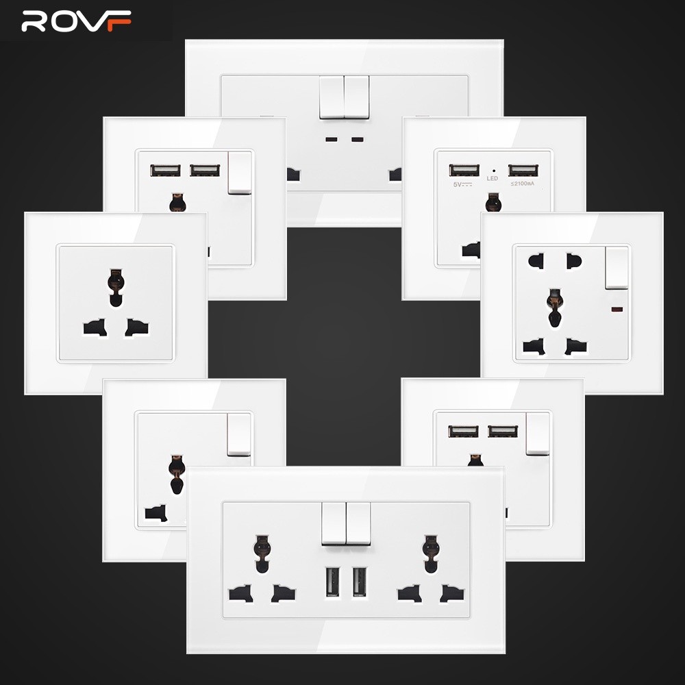 in stock ROVF 13A UK Power Socket Wall Electrical Plug Socket Light ...