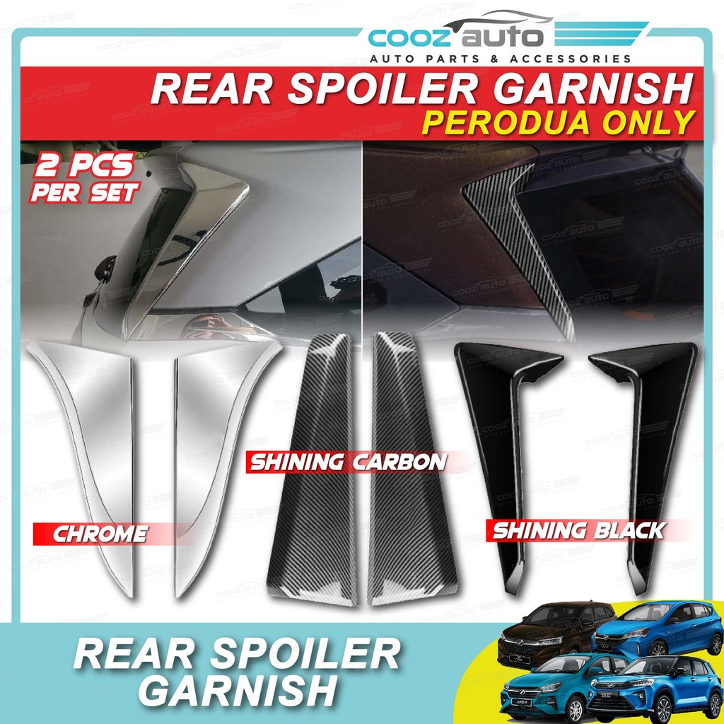 Car Rear Spoiler Garnish Perodua Ativa Myvi Axia Alza Chrome Carbon ...