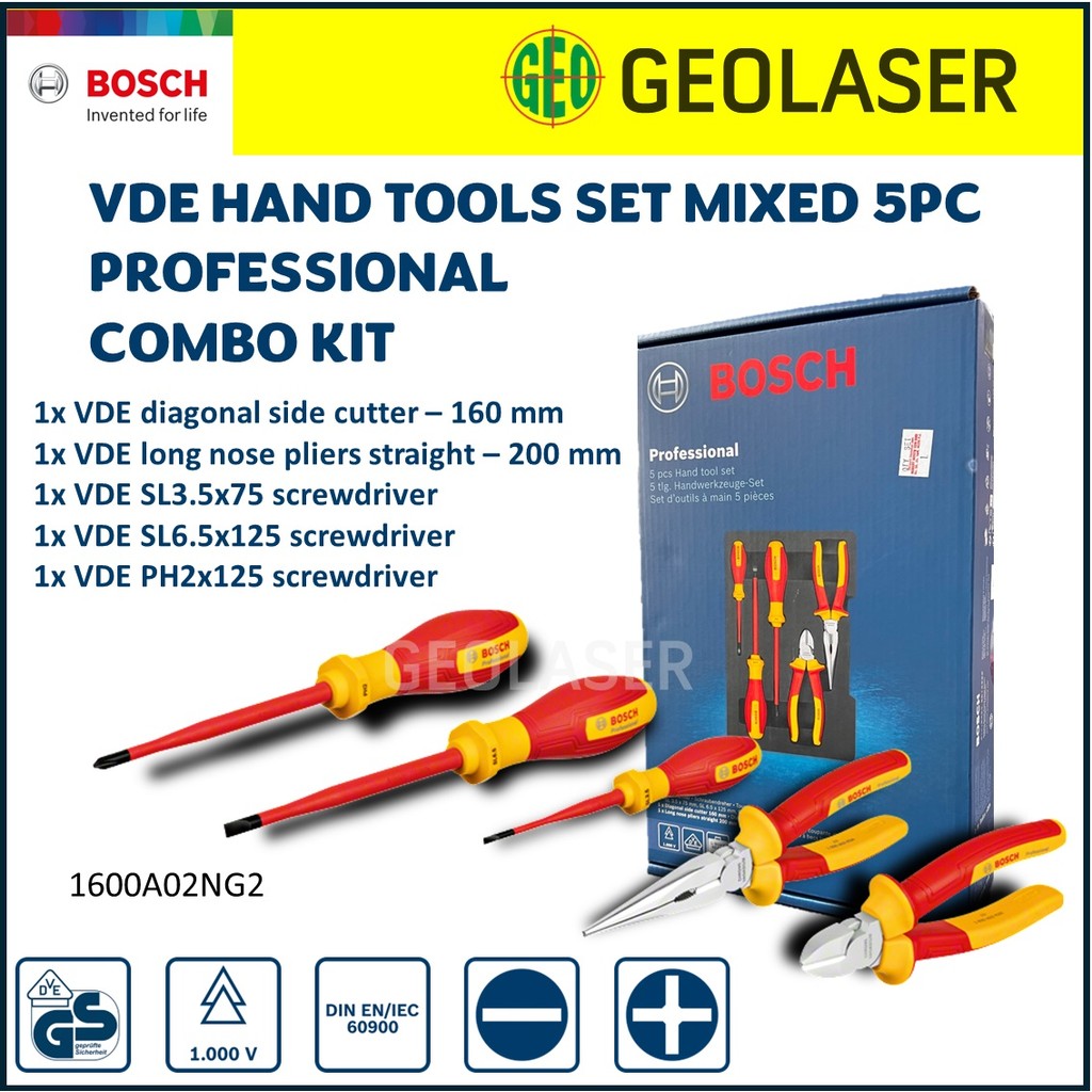 Bosch VDE Insulated Hand Tools Set mixed 5pc Professional