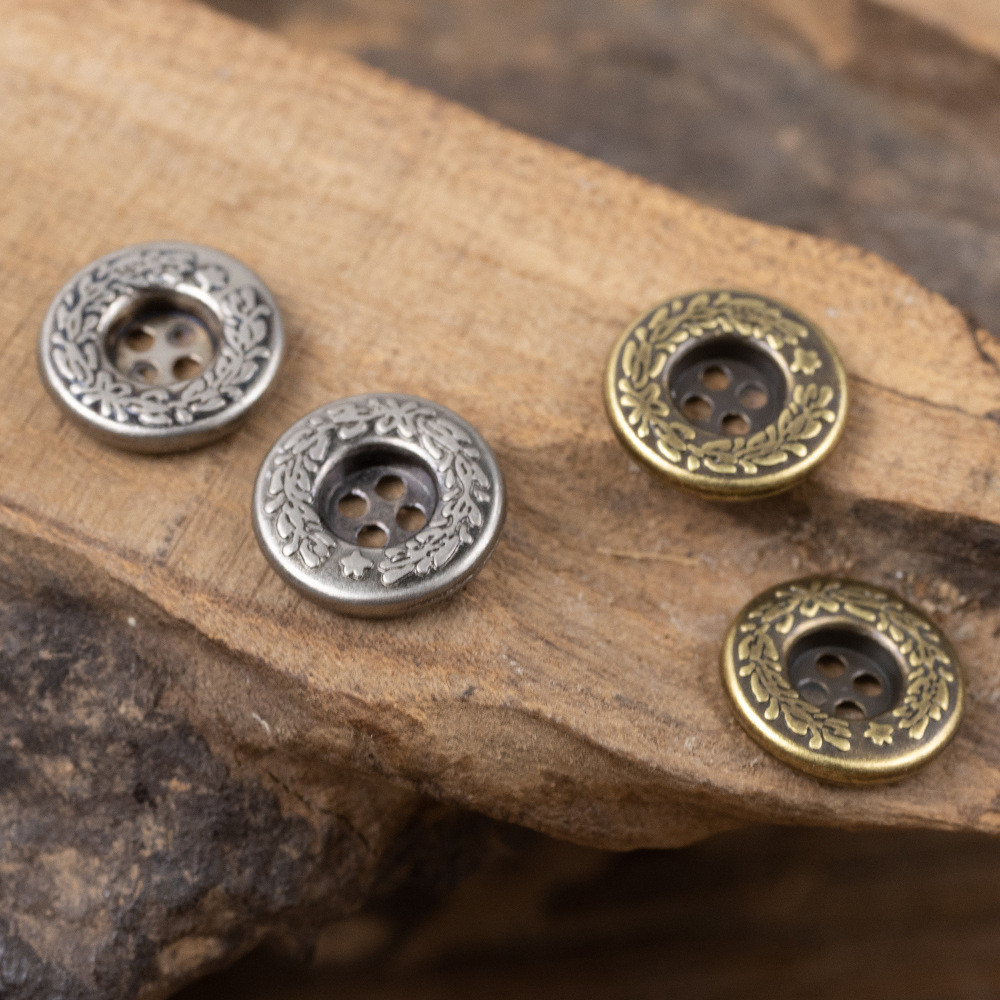 10pcs Vintage Distressed Vine 4-Hole Round Metal Buttons 11.5/15/20mm ...