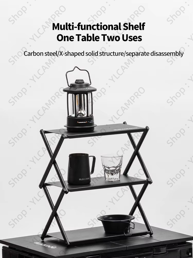 BLACKDOG 3 Layer Desk Rack Foldable Storage Rack Carbon Steel Three ...