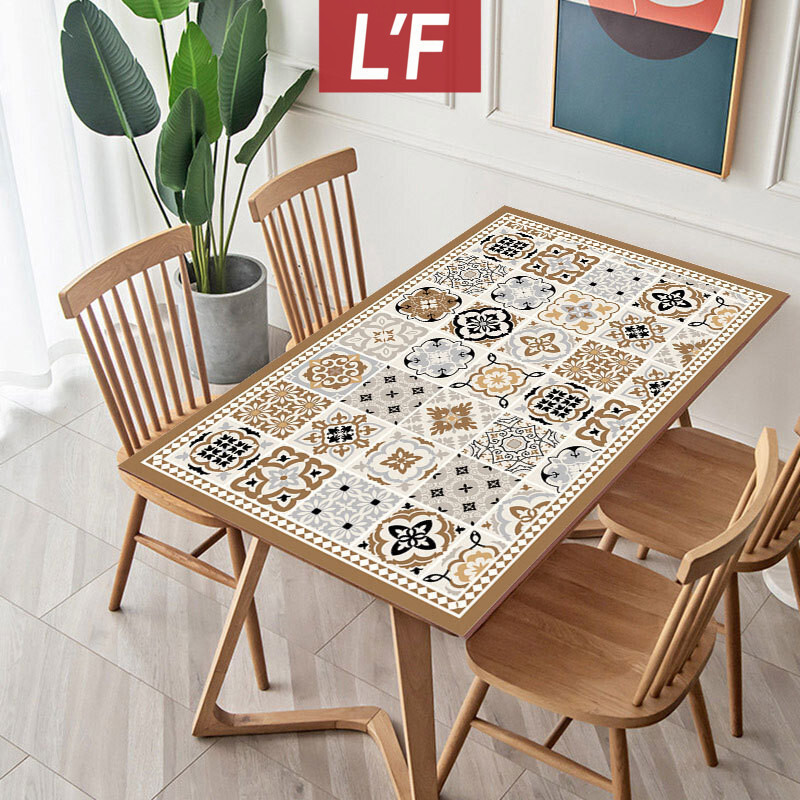 [BH]Retro Style Waterproof Pvc Tablecloth Dining Table Cover Easy Clean Kitchen Table Mat Oil ...