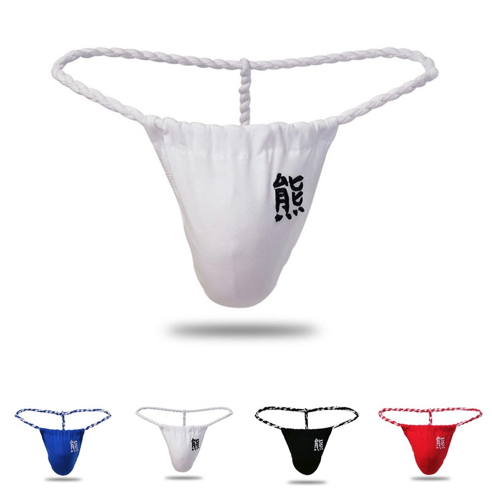 【GIG】Sexy Men T-Back G-string paper ropeThong Bikini Underwear Mesh ...
