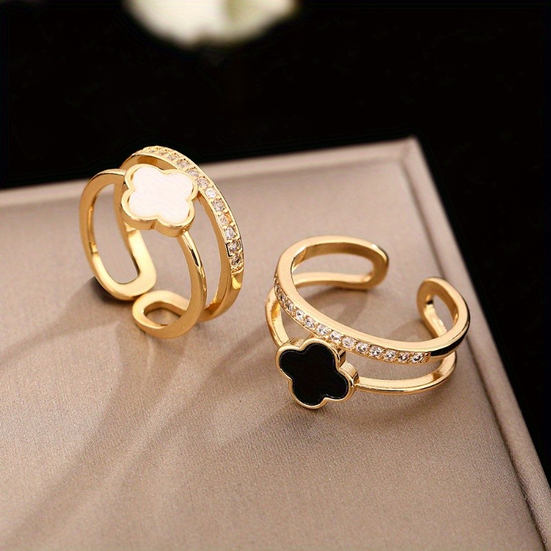 LOVE LOVE LOVE Double-layer Ring Female Simple Opening Diamond Four-leaf Clover Bracelet main image 1
