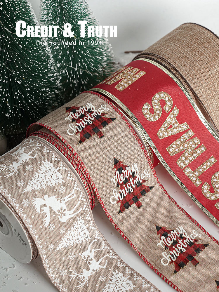 Christmas Fine Linen Overlay Colorful Christmas Decoration Ribbon ...