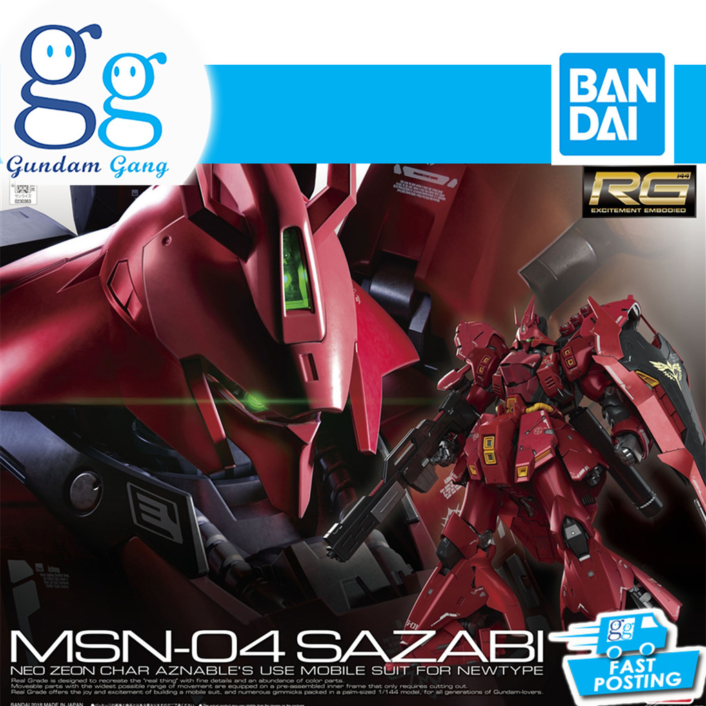 RG Sazabi Bandai Real Grade 1/144 Model Kit Gunpla Gundam Gang | Shopee ...