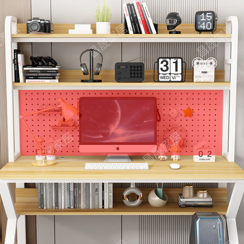 Wire-Wrap Board Desktop Computer Desk Home Desk with Bookshelf ...