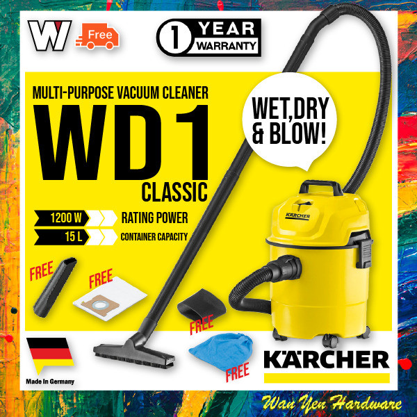 KARCHER WD1 CLASSIC WET & DRY VACUUM CLEANER / VAKUM KERING & BASAH ...