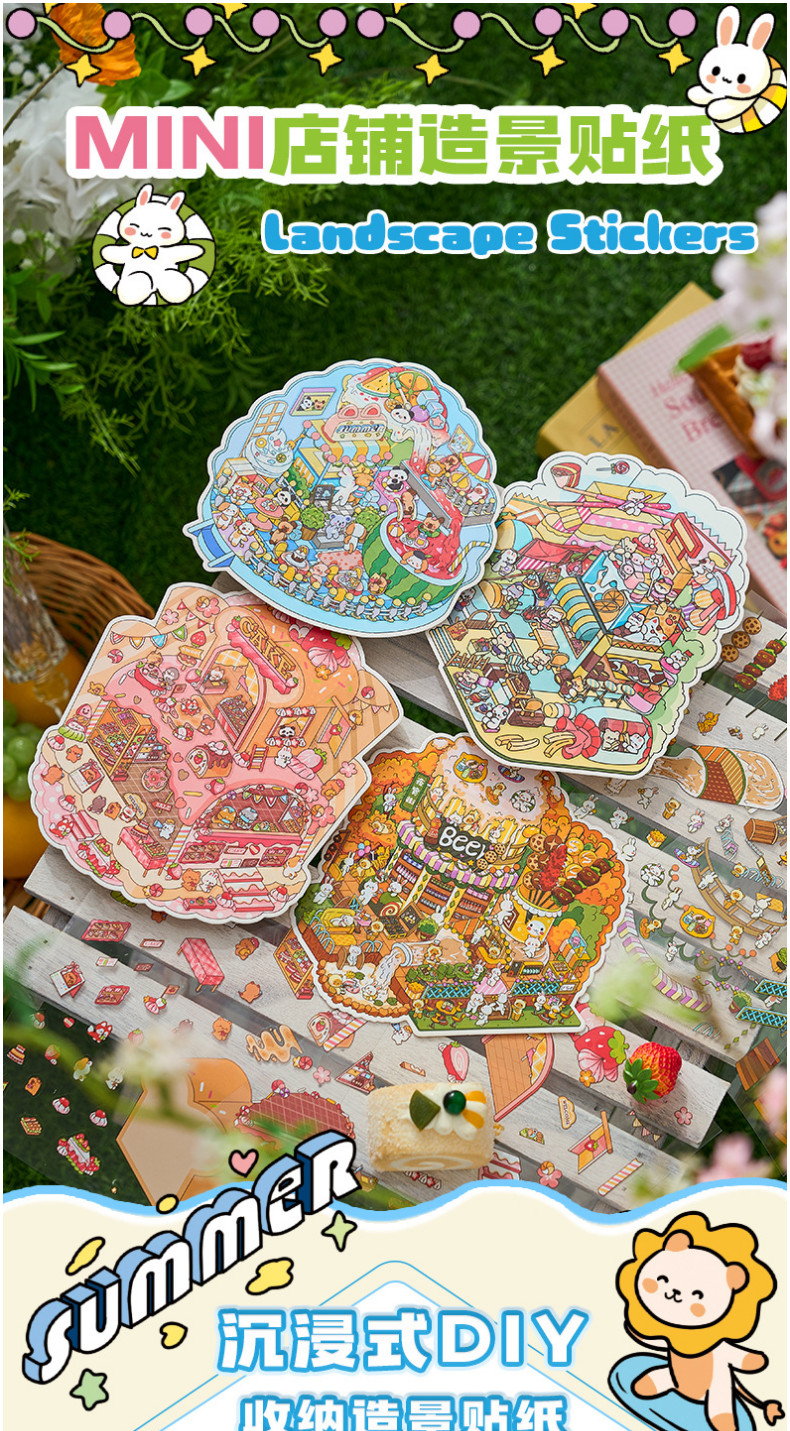 ENWEI 3Pcs [Chicken Shop Series] 3D Scenic Stickers Waterproof Cute ...