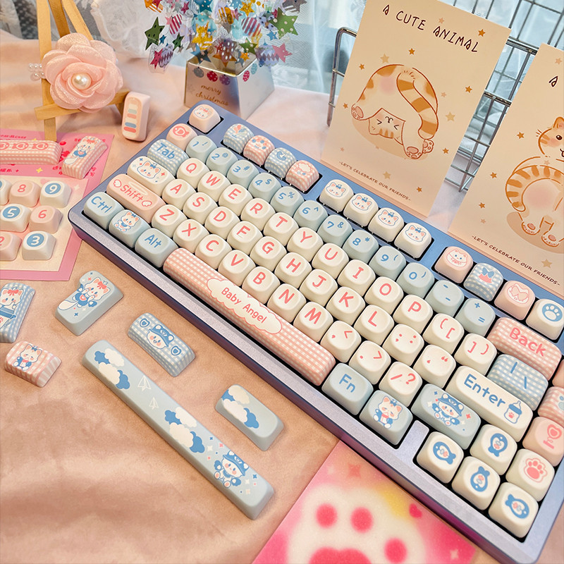 Baby Angel Keycaps Thai Cute Cats MOA Profile PBT Material DYE ...