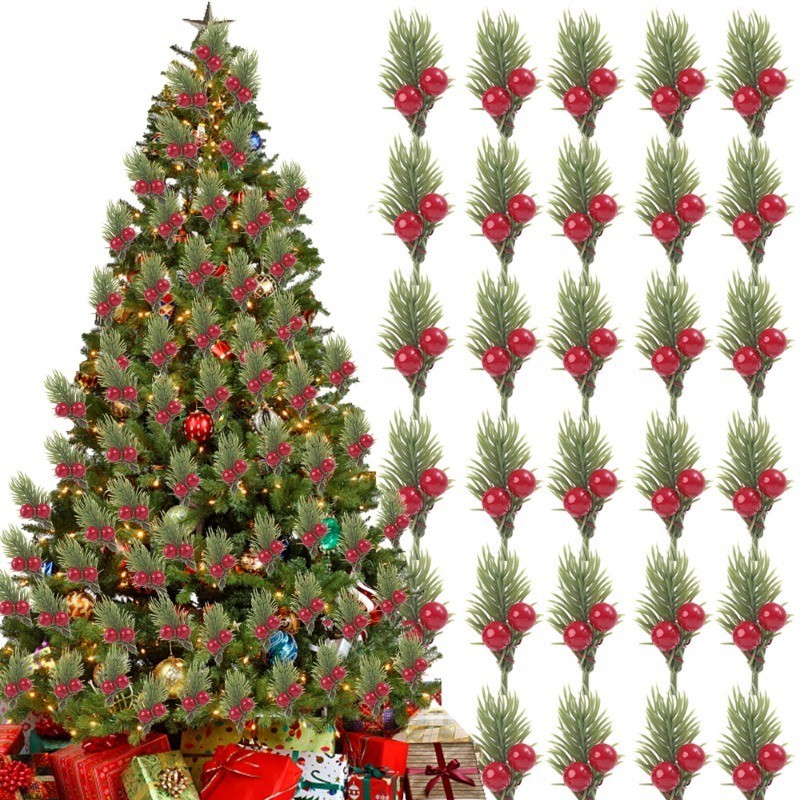 10pcs Christmas Artificial Pine Branch - Mini Pine Needle Leaves ...