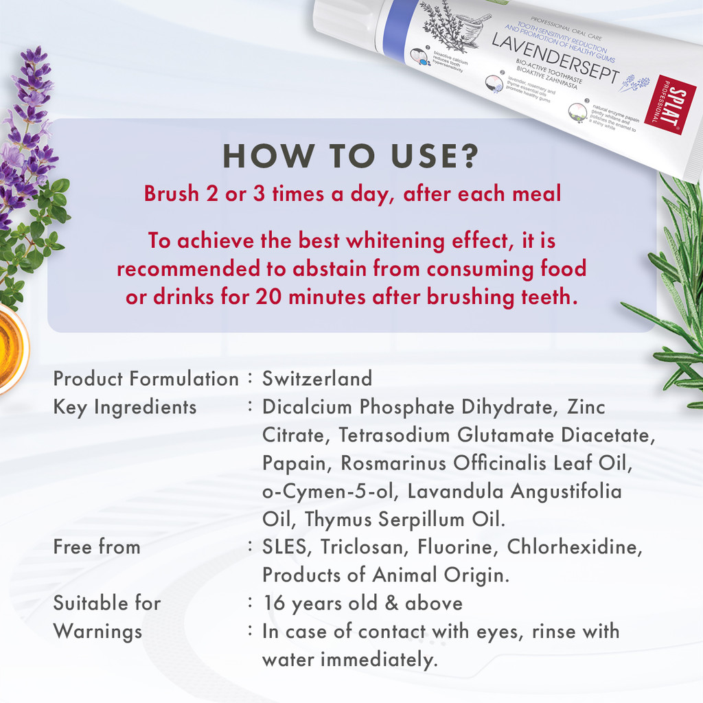 SPLAT Professional Series Lavendersept Toothpaste (100ml) | Shopee Malaysia