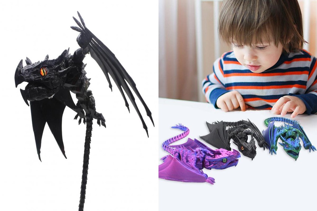 HUA_ Winged Dragon Figurine Multi-purpose Dragon Decor Articulated ...