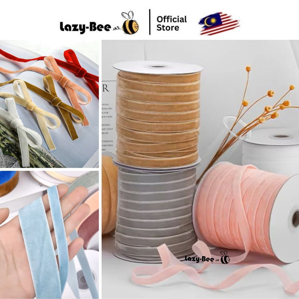 LAZY BEE 1cm Premium Velvet Ribbon Suede Christmas Gift Wrap Party ...