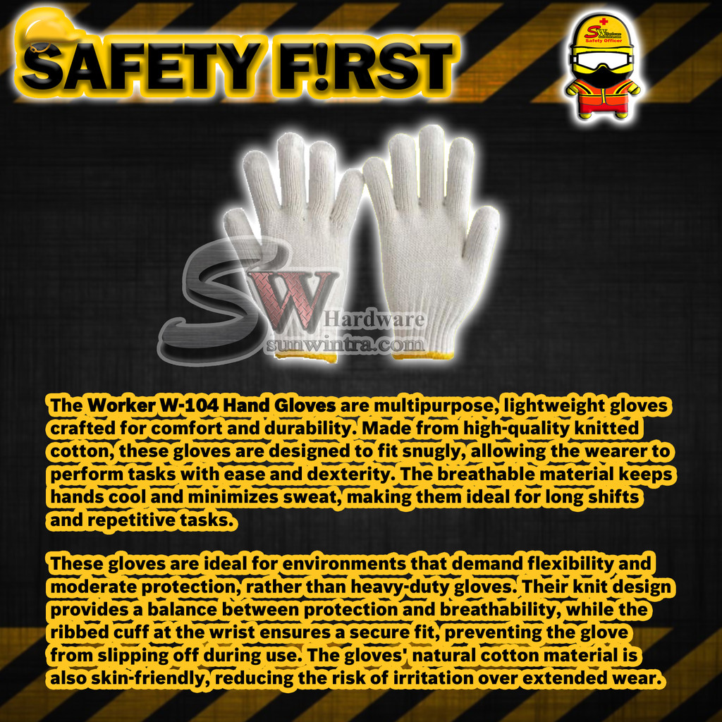 SW Hardware #104 Knitted Cotton Hand Glove x 1 Doz (12 Pair) | Shopee ...