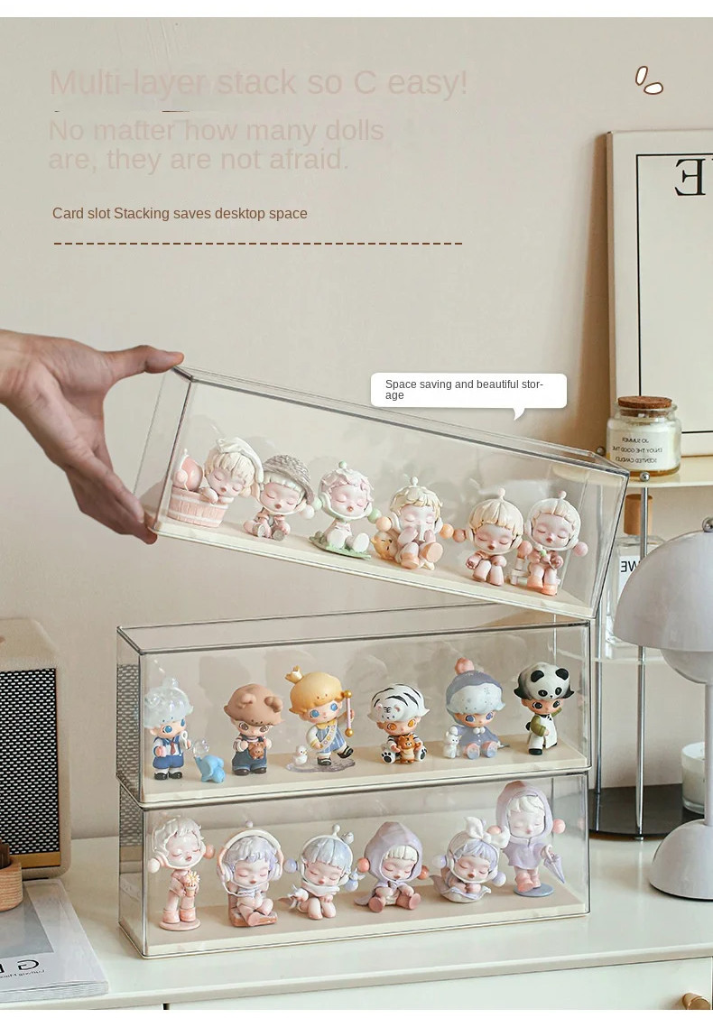 Clear Showcase Cartoon Doll Acrylic Blind Box Figures Display Case ...