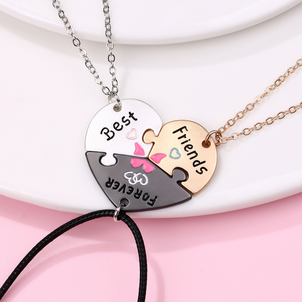 3Pcs Love Splicing Letter Necklace Best Friends Forever Fashion Pendant ...