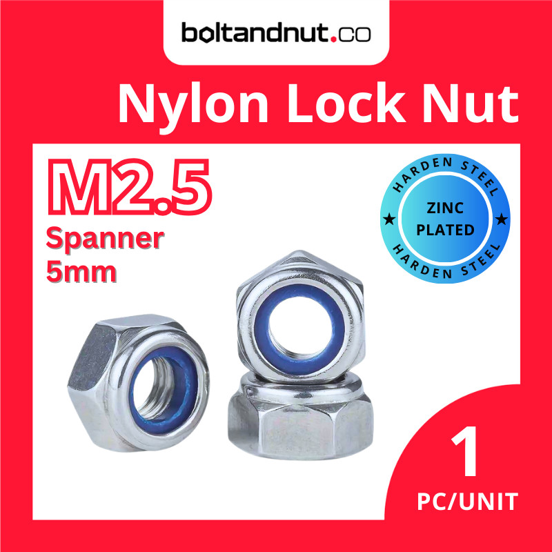 Nylon Lock Nut DIN985 | Zinc Plating | M3 M4 M5 M6 M8 M10 M12 | Nyloc ...