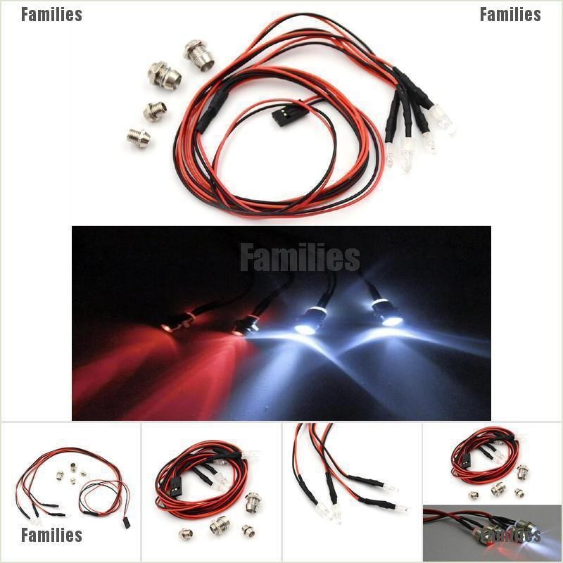 Kit 4 Feux LED 3 Mm – Phares Pour Voiture RC – Branchement Récepteur Canal 3