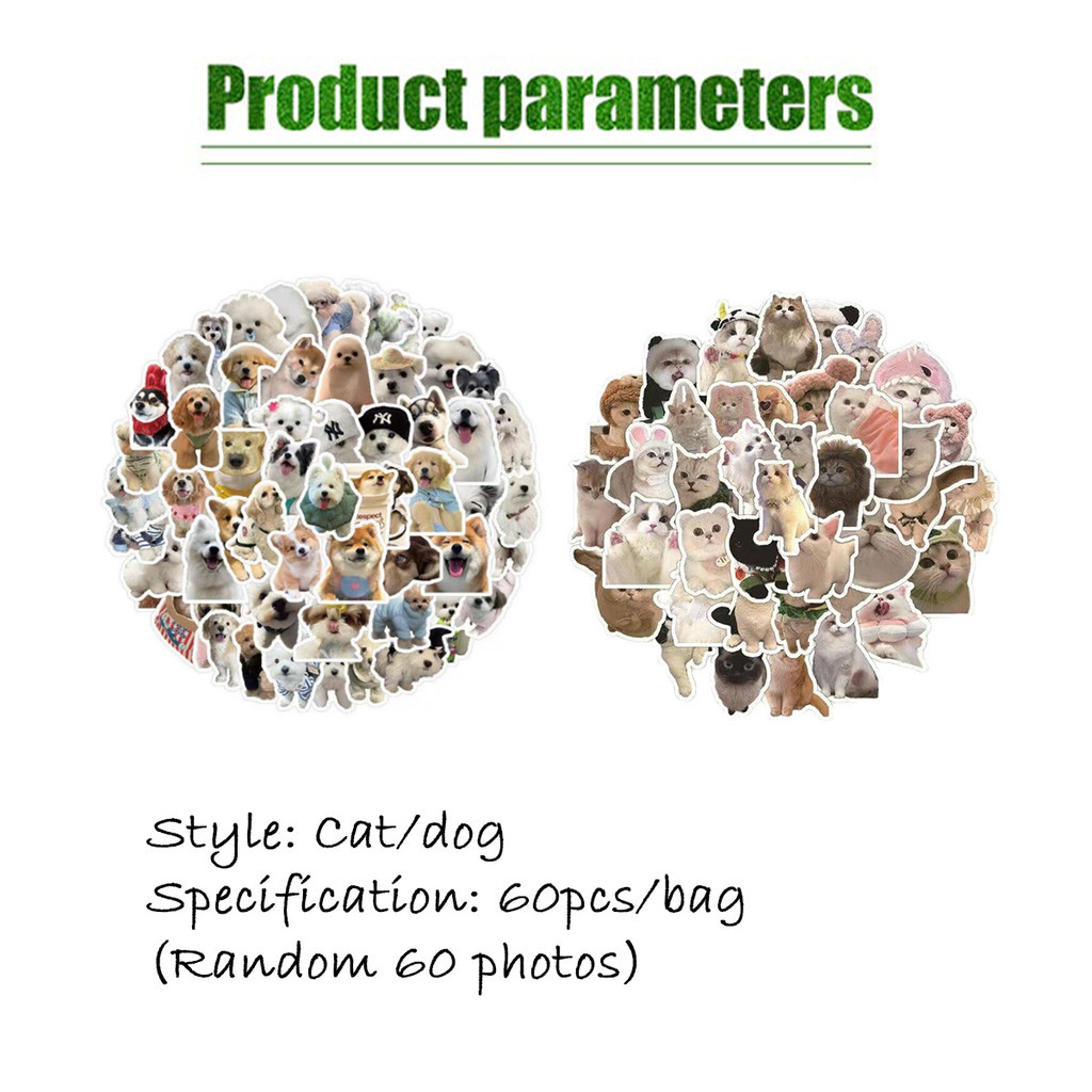 60PCS Cute Cat Meme Sticker dog sticker Waterproof DIY For Helmet ...
