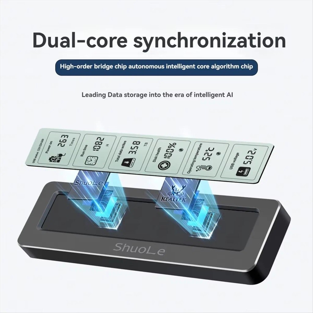 M.2 NVME/NGFF Dual Protocol SSD Enclosure with Display Screen USB Type ...