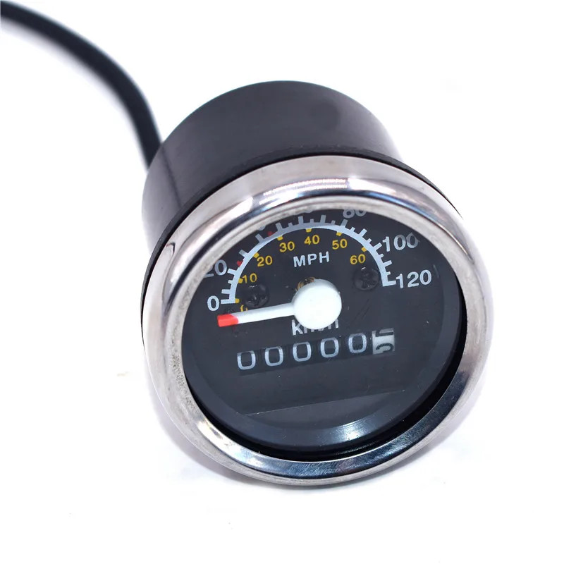 Universal 12V Motorcycle Speedometer Odometer Gauge 52mm KMH MPH Black ...