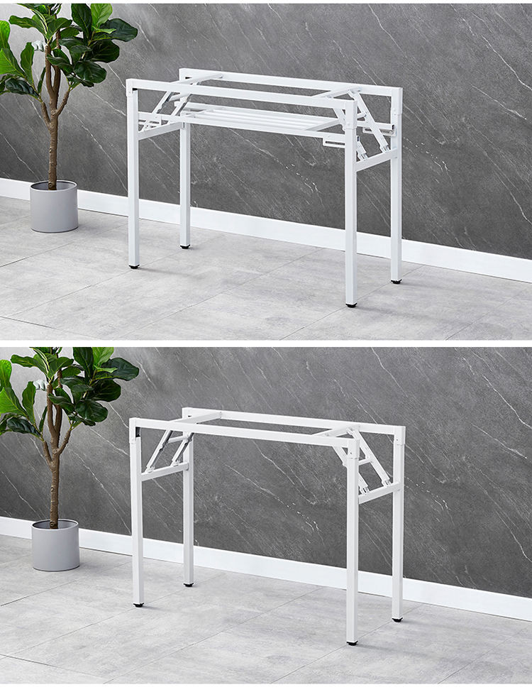 Folding Table Rack Long Table Double-layer Table Rack Iron Rack Table ...
