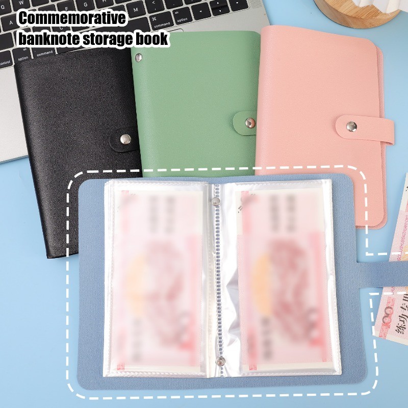 50Pages Commemorative Banknote Storage Book - PU Reusable Banknote ...