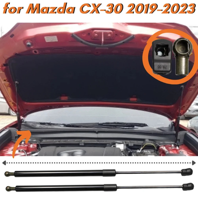 Qty(2) Carbon Fiber Hood Struts for Mazda CX-30 2019-2023 Front Bonnet ...