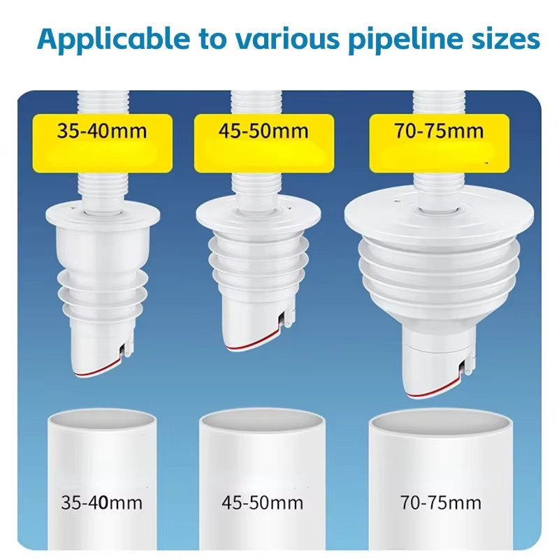 2PCS Universal Silicone Drains Sewer Pipe Sealing Ring 35-65mm Odor ...