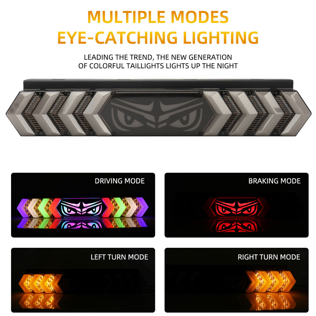 12V-24V Demon Eye Truck Tail Light RGB Flowing Flash Truck Turn Signal ...