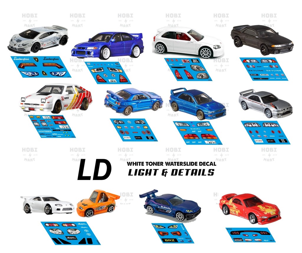 1/64 BRIAN SUPRA FAST AND FURIOUS Custom Universal WaterSlide Decal Hot Wheels E - Foto 6