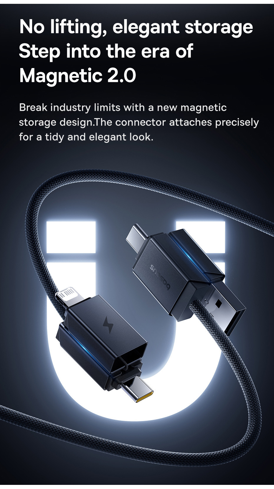 Baseus Versatile Two-for-Two Fast Charging Cable U+C to C+L 60W 0.6m 1m ...