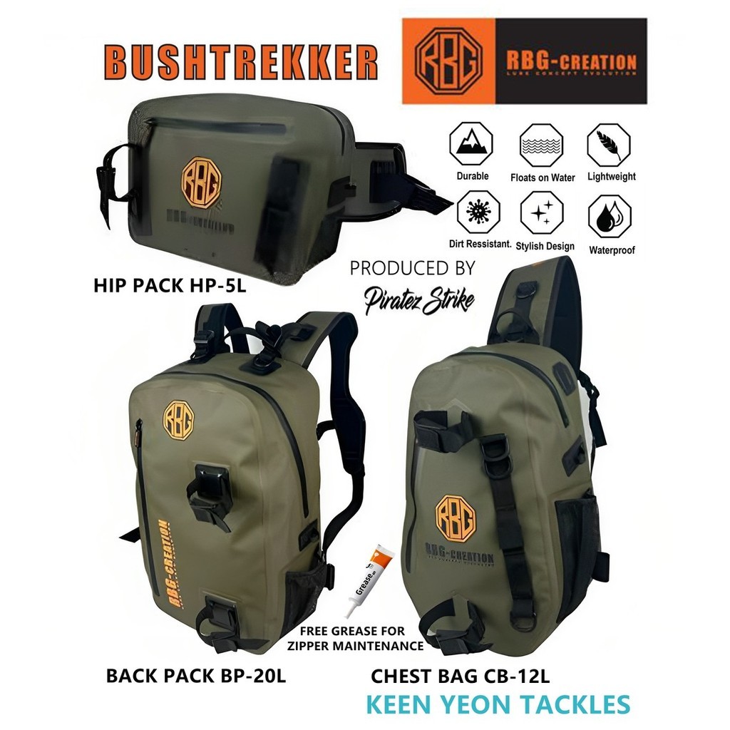 Pack Coffre Etanche RBG PirateZ Strike Bush Trekker - 37x24x16cm - Sac De Poitrine Outdoor