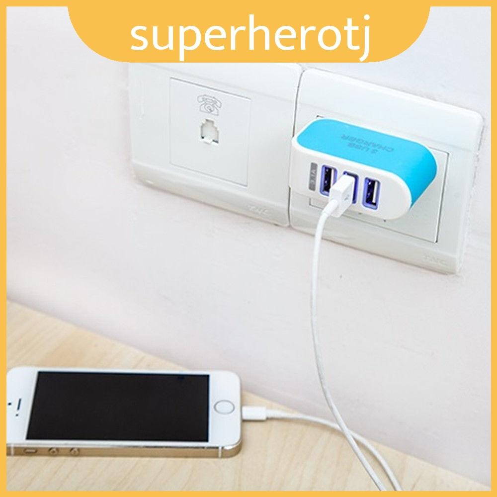 Portable 3usb Charger With Led Light In Multiple Colors Charging ...