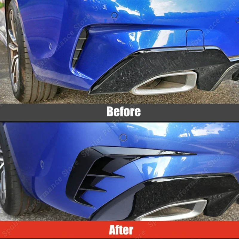 Gloss Rear Bumper Canards Vent M-PACK Side Splitter for BMW 3 Series ...